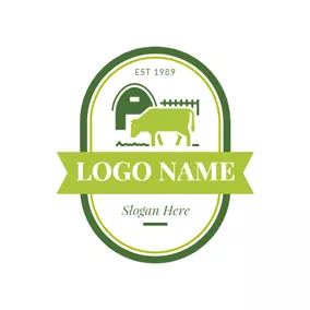 Logótipo De Agricultor Green Bull and Stock Farming logo design