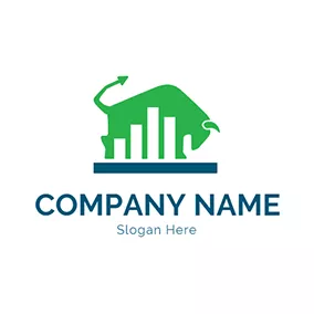 Stock Logo Green Bull and White Bar Graph logo design