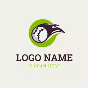 棒球Logo Green Circle and Baseball logo design