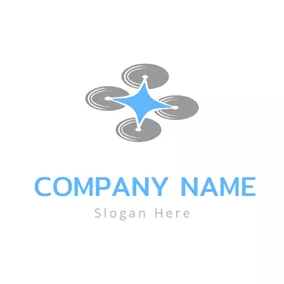 Helicopter Logo Green Circle and Blue Drone logo design