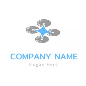 Drone Logo Green Circle and Blue Drone logo design