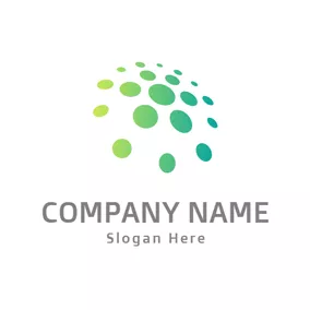 Dotted Logo Green Circle and Flower logo design