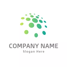 Combination Logo Green Circle and Flower logo design