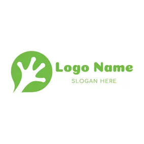 青蛙 Logo Green Circle and Frog Foot logo design