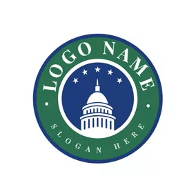 政府　ロゴ Green Circle and Government Building logo design