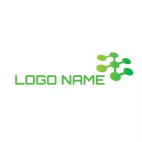 物理 Logo Green Circle and Internet logo design
