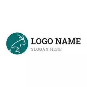 Logótipo Coelho Green Circle and Seated Rabbit logo design