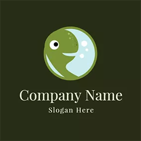 Logótipo De Personagem Green Circle and Turtle Head logo design