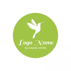 ハチドリロゴ Green Circle and White Hummingbird logo design