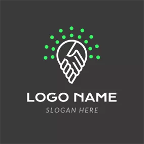 Logotipo De Negocios Y Consultoría Green Circle Dot and White Hand logo design