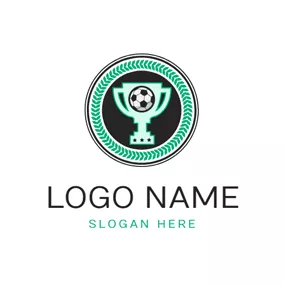 胜利 Logo Green Circle Football Trophy logo design