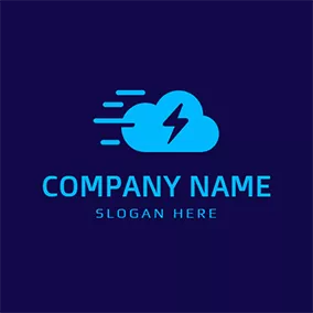 暴风雨 Logo Green Cloud and Blue Thunderstorm logo design
