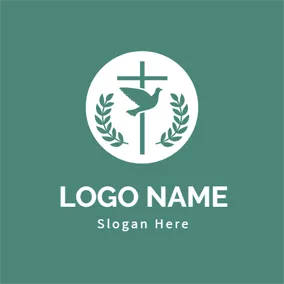 十字架ロゴ Green Cross and Dove logo design