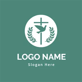 Logótipo De Fé Green Cross and Dove logo design