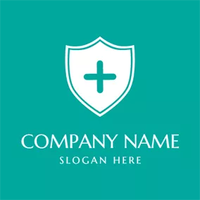 Shape Logo Green Cross and White Shield logo design