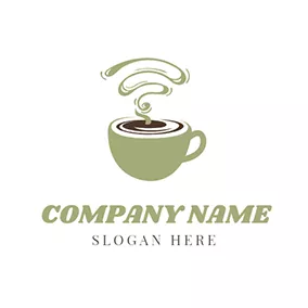 Cafe Logo Green Cup and Chocolate Coffee logo design