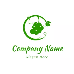 葡萄 Logo Green Curly Vine and Grape logo design