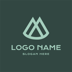 Green Double Inverted V Monogram logo design