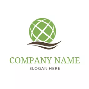 世界 Logo Green Earth and Brown Decoration logo design