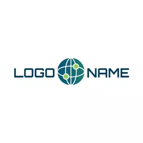 接続するロゴ Green Earth and Internet logo design