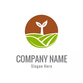 農業関連のロゴ Green Field and White Sprout logo design