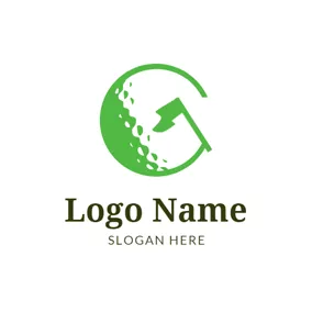 旗ロゴ Green Flag and Golf Ball logo design