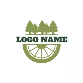サイクリング　ロゴ Green Forest and Cycling logo design
