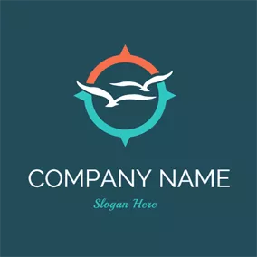 Ship Logo Green Frame and White Bird logo design