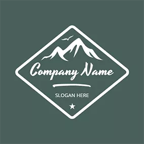 Nature Logo Green Frame and White Mountain logo design