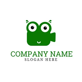 录像Logo Green Frog and Video logo design