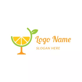 Logótipo De Cocktail Green Glass and Yellow Pulp logo design