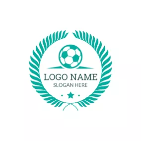 草地 Green Grass and White Soccer logo design