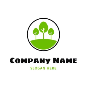 Flourish Logo Green Grassland and Tree logo design