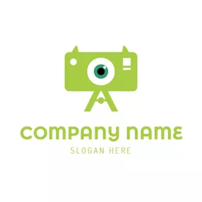 光学 Logo Green Holder and Camera logo design