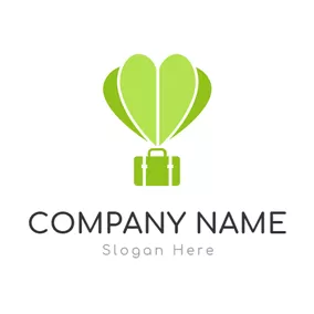 Reiseagentur Logo Green Hot Air Balloon and Heart logo design