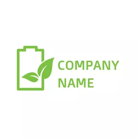 Frame Logo Green Leaf and Battery logo design