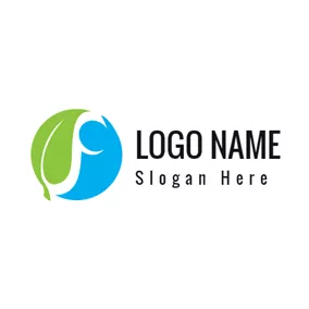 Logótipo F Green Leaf and Blue Ocean logo design