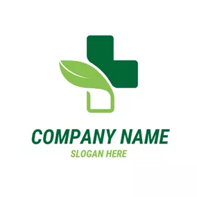 Plus Logo Green Leaf and Cross logo design