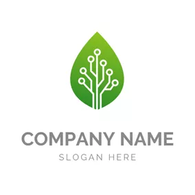 Connect Logo Green Leaf and Data logo design