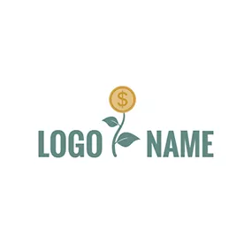向日葵logo Green Leaf and Dollar Coin logo design