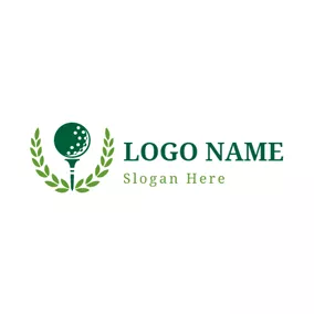 高尔夫俱乐部logo Green Leaf and Golf Ball logo design