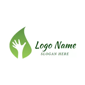 回收利用Logo Green Leaf and Hand logo design