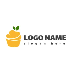 蛋糕Logo Green Leaf and Orange Cake logo design