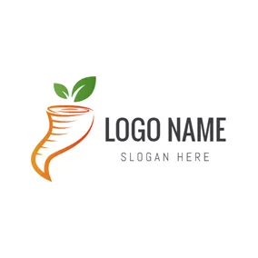 Can Logo Green Leaf and Orange Hurricane logo design
