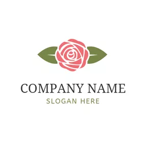玫瑰Logo Green Leaf and Pink Rose logo design