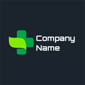 加号 Logo Green Leaf and Plus logo design