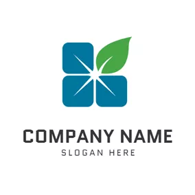 Solar Logo Green Leaf and Solar Panel logo design