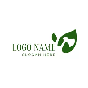 Wood Logo Green Leaf and White Axe logo design