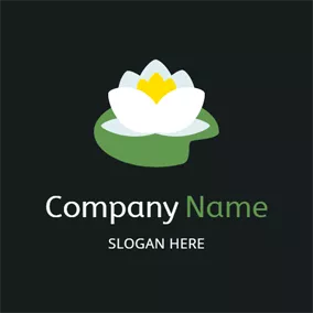 蓮ロゴ Green Leaf and White Lotus logo design