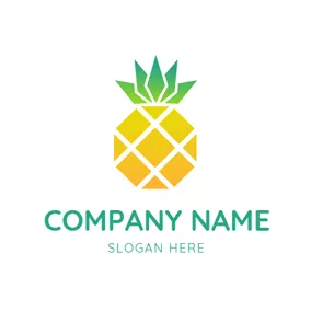 菠萝 Logo Green Leaves and Abstract Pineapple logo design
